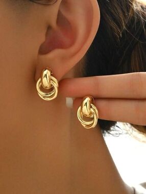 Gold Plated Triple Knot Drop Earrings